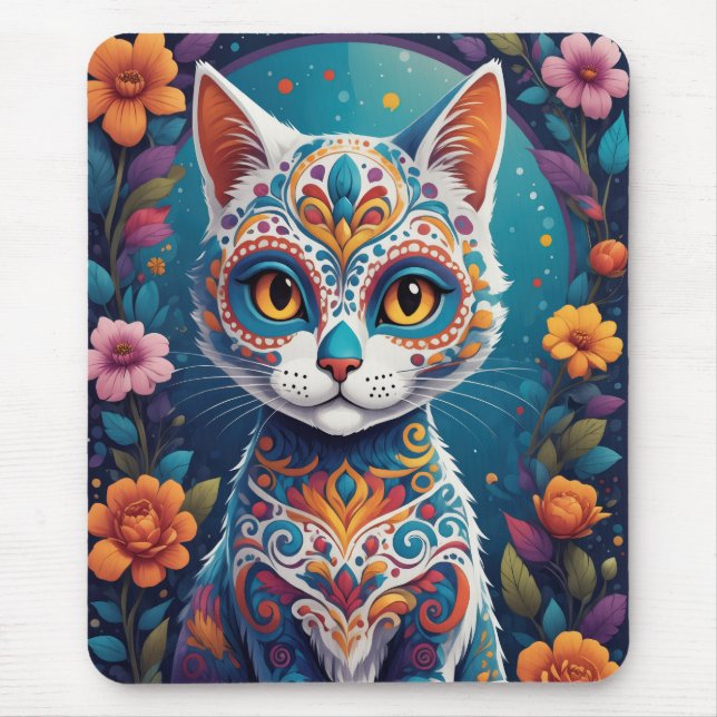 Sugar Skull Kitty Mouse Pad (Front)
