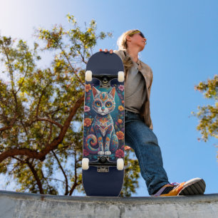 Sugar Skull Kitty Skateboard
