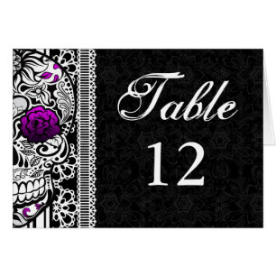 Sugar Skull & Lace Wedding Table Number Cards