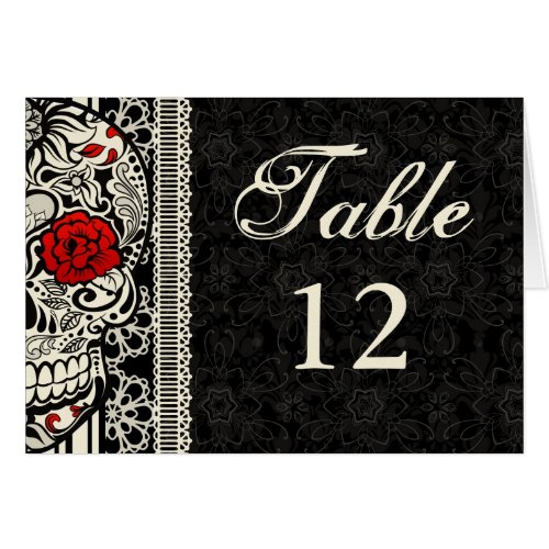 Sugar Skull  Lace Wedding Table Number Cards