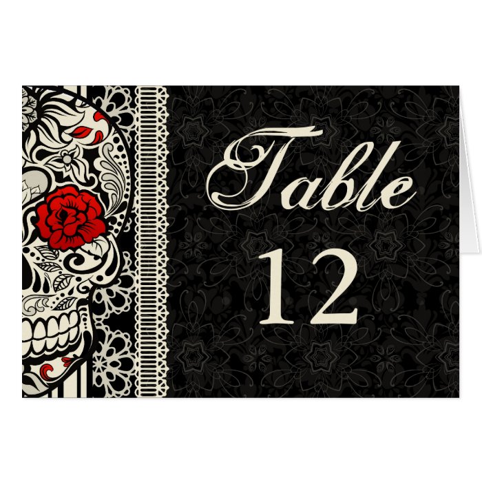 Sugar Skull & Lace Wedding Table Number Cards