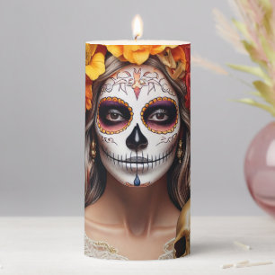 Sugar Skull Lady Candle