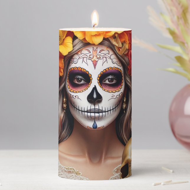 Sugar Skull Lady Candle (In Situ)