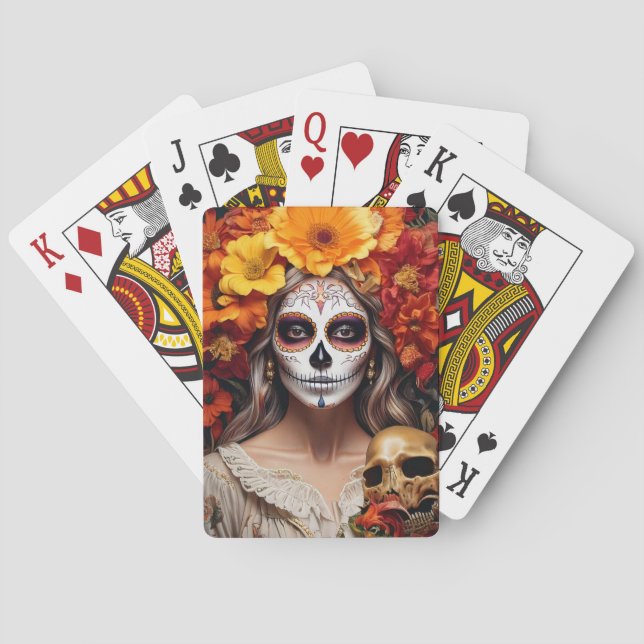 Sugar Skull Lady Classic Playing Cards (Back)