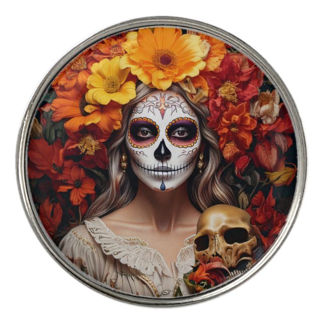 Sugar Skull Lady Divot Tool Bottle Opener Marker (Detail)