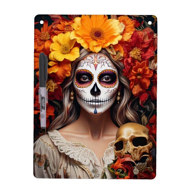 Sugar Skull Lady Dry Erase Board (Front)