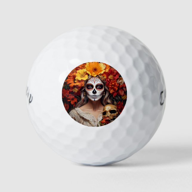 Sugar Skull Lady Golf Balls (Front)