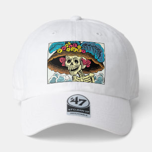 Sugar Skull Lady in Floral Sun Hat Pop Art Graphic