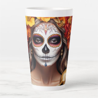 Sugar Skull Lady Latte Mug