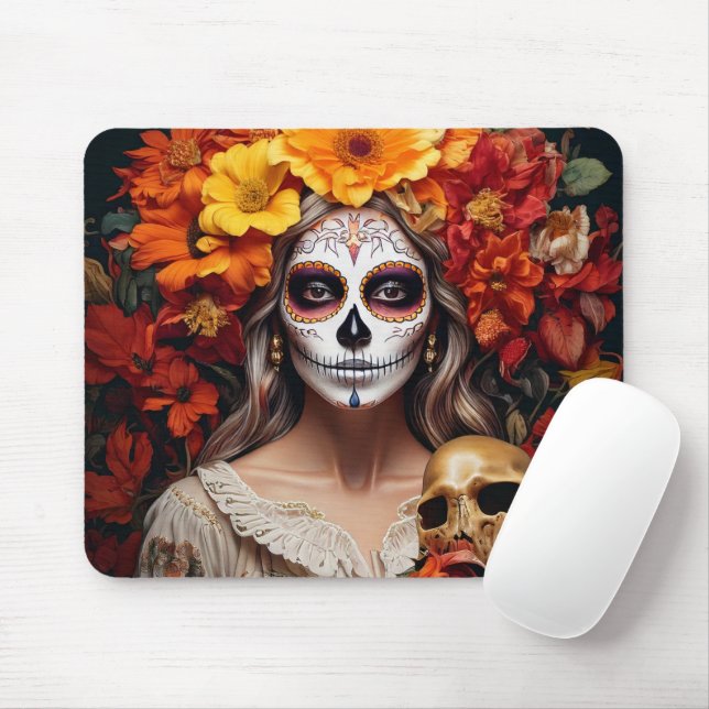 Sugar Skull Lady Mousepad (With Mouse)