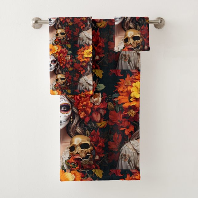 Sugar Skull Lady Towel (Insitu)