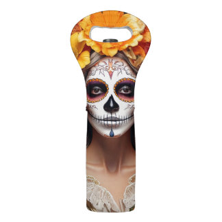 Sugar Skull Lady Wine Tote