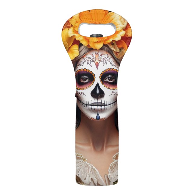Sugar Skull Lady Wine Tote (Front)
