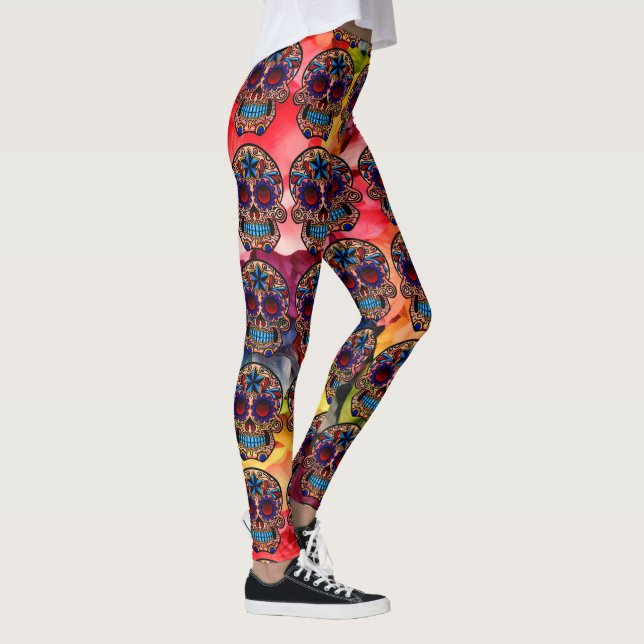 Sugar Skull Leggings Colorful Fiesta Pants (Right)
