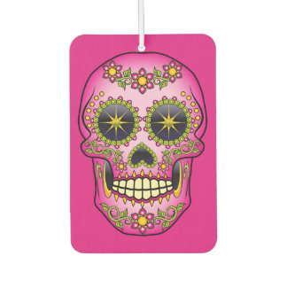 Sugar Skull Magenta Floral Air Freshener
