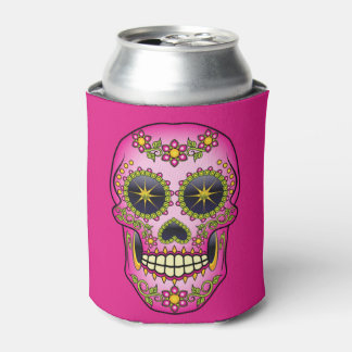 Sugar Skull Magenta Floral Can Cooler
