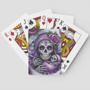 Sugar Skull Mama and Her Baby Poker Cards
