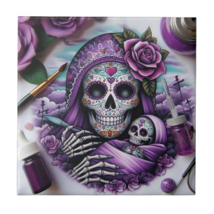 Sugar Skull Mama Ceramic Tile