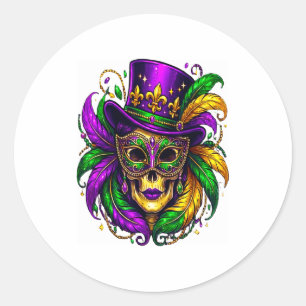 Sugar skull mardi gras new orleans trip carnival classic round sticker