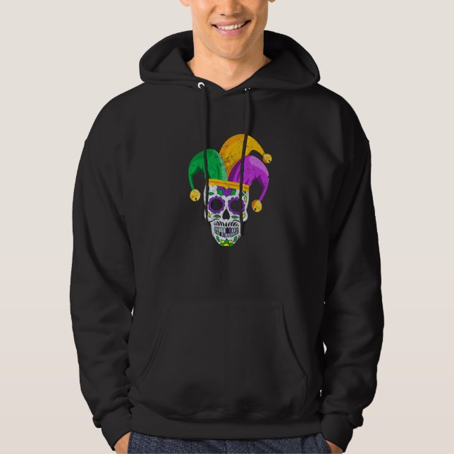 Sugar Skull Mardi Gras Party Apparel Men Women Kid Hoodie (Front)