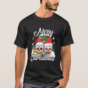 Sugar Skull Merry Christmas Santa Christmas Family T-Shirt
