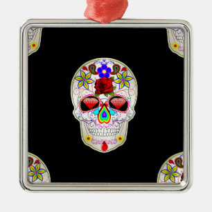 sugar skull metal ornament