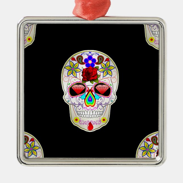 sugar skull metal ornament (Front)