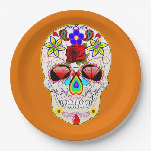 Sugar Skull Mexican Art Day of the Dead Paper Plates