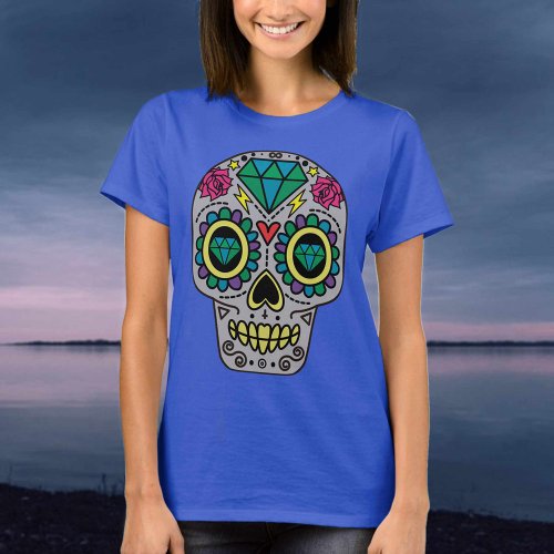 Sugar Skull Mexican Art Style T_Shirt