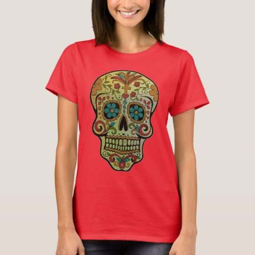 Sugar Skull Mexican Art Style T_Shirt