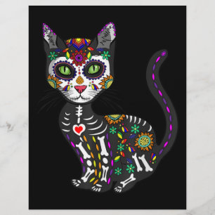 Sugar Skull Mexican Cat Halloween Day Of The Dead Letterhead