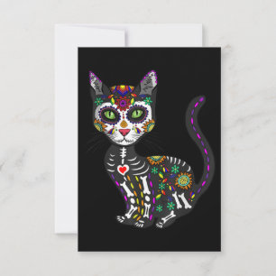 Sugar Skull Mexican Cat Halloween Day Of The Dead Note Card