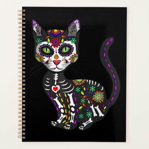 Sugar Skull Mexican Cat Halloween Day Of The Dead Planner
