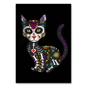 Sugar Skull Mexican Cat Halloween Day Of The Dead Table Number