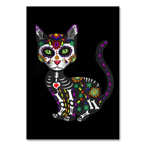 Sugar Skull Mexican Cat Halloween Day Of The Dead Table Number