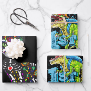 Sugar Skull Mexican Cat Halloween Day Of The Dead Wrapping Paper Sheets