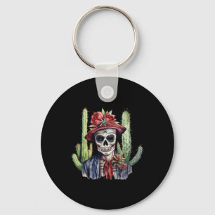 Sugar Skull Mexican Flag Cinco De Mayo Dia De Los Keychain