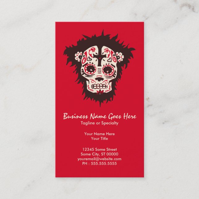 sugar skull monkey business card (Front)