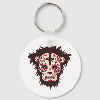 sugar skull monkey keychain