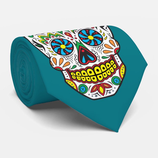 Sugar Skull Neck Tie (Rolled)