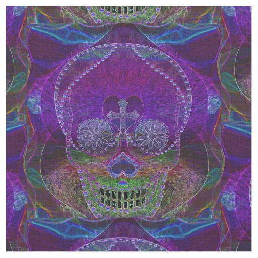 Sugar Skull Neon Pink Fabric