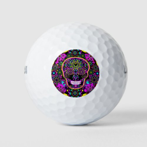 Sugar Skull Neon Pink Golf Balls