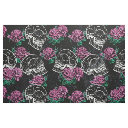 Sugar Skull Ombre Roses  Funky Pastel Grunge Glam Fabric