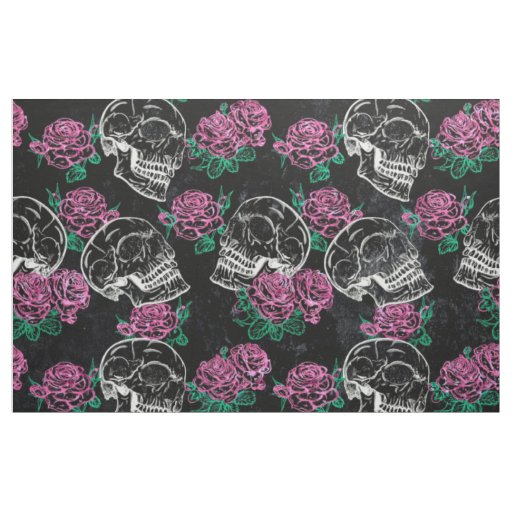 Sugar Skull Ombre Roses | Funky Pastel Grunge Glam Fabric