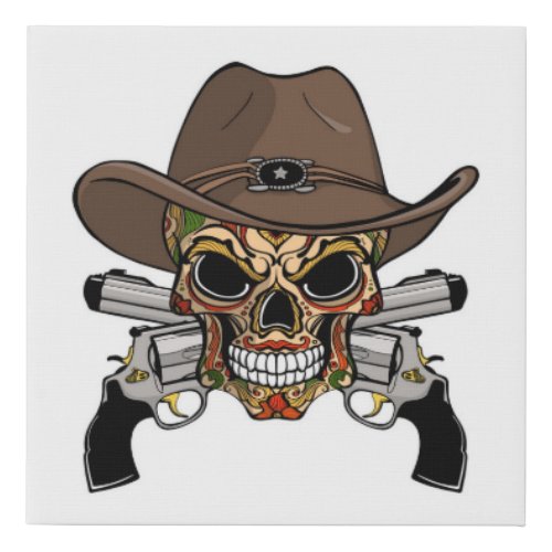 Sugar Skull Outlaw Faux Wrapped Canvas Print