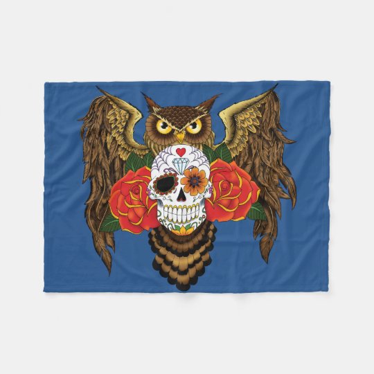 Sugar Skull Owl Fleece Blanket | Zazzle.com