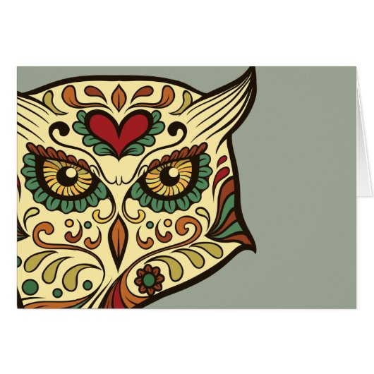 Sugar Skull Owl - Tattoo Design Cards (Front Horizontal)