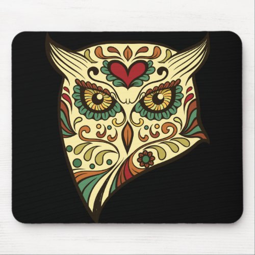 Sugar Skull Owl _ Tattoo Design Mouse Pad