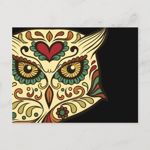 Sugar Skull Owl _ Tattoo Design Postcard