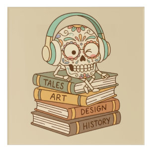 Sugar Skull Passionate About Reading Acrylic Print